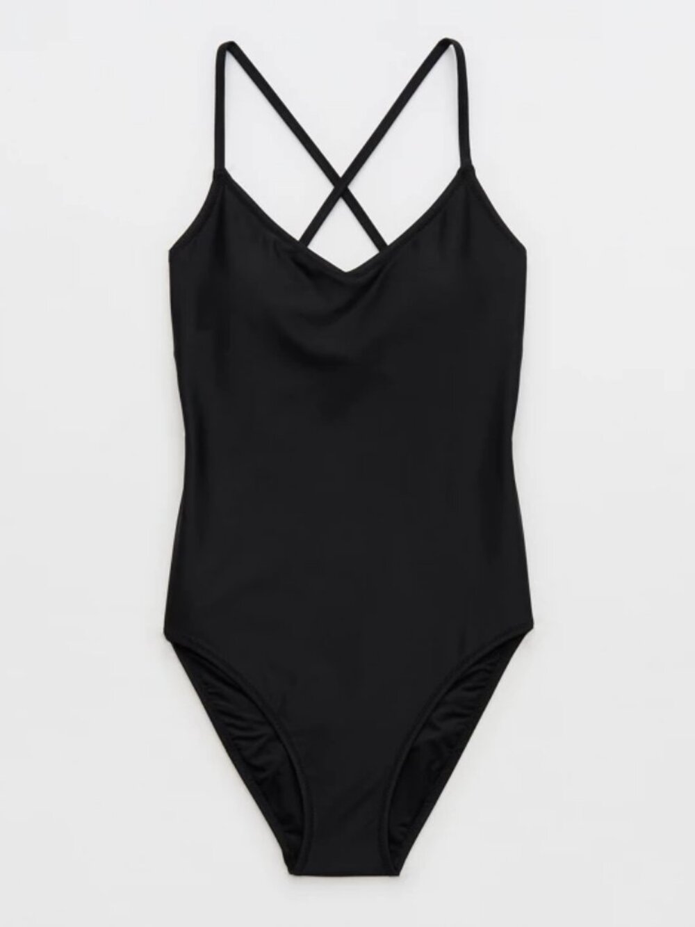 Black Aerie Strappy Lace Up Open Back 1 Piece Swimsuit - Picture 3 of 8